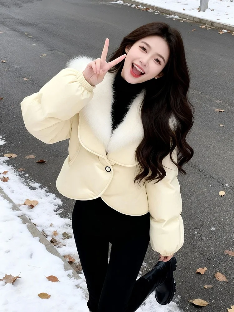 티엔드 코튼 자켓 여성용 출퇴근용 슬림핏 스트레이트 컷 겨울 아우터 따뜻한 플립 칼라 한국 버전 패셔너블...