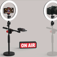 Video Camera Light Selfie Ring Light with Cell Phone Holder Stand Tripod with Microphone