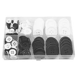 Round Resin Buttons 160X Sewing Buttons Mixed Sewing Buttons Black White 4-Hole Resin Buttons 5 Sizes with Compartment Box for