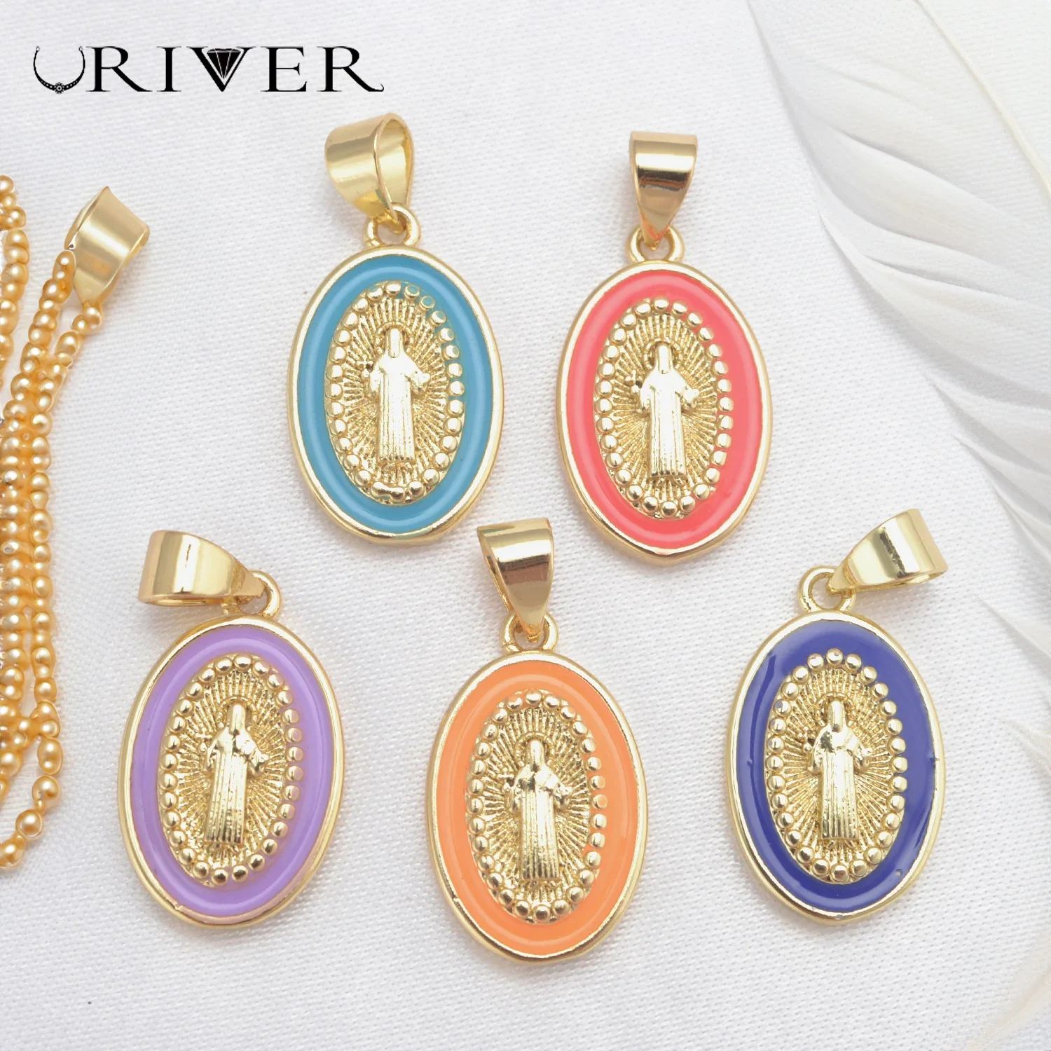 6Pcs Charms Religious Jewelry for Jewelry Making Supplies Christian Jesus Virgin Mary Necklace Bracelet Pendant Accessories