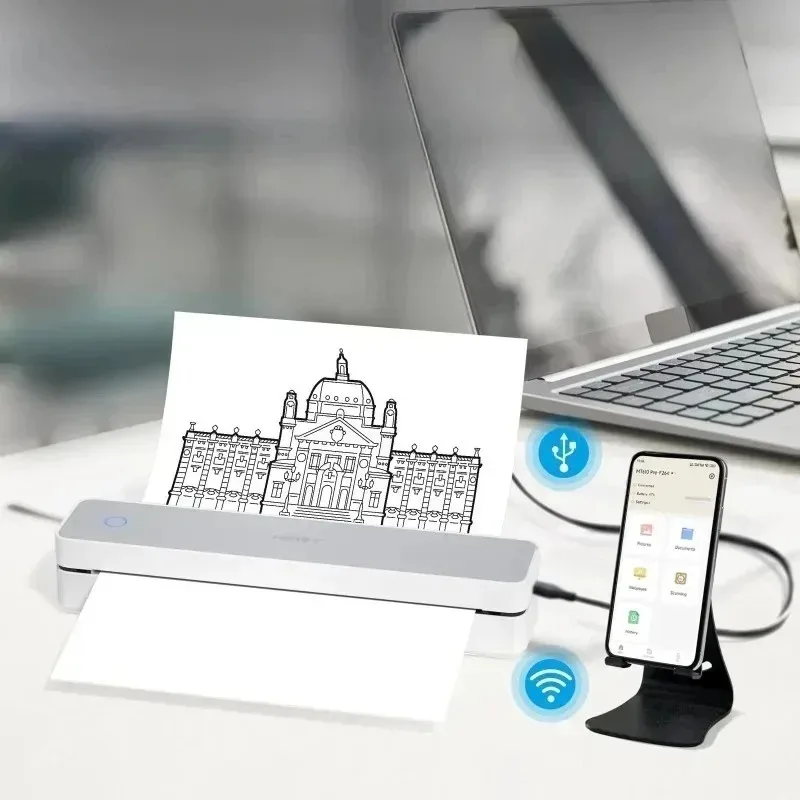 

HPRT MT610-Pro A4 Thermal Printer 300DPI Portable Mobile Wireless Printing For PDF Word Excel Contracts Photos Office School