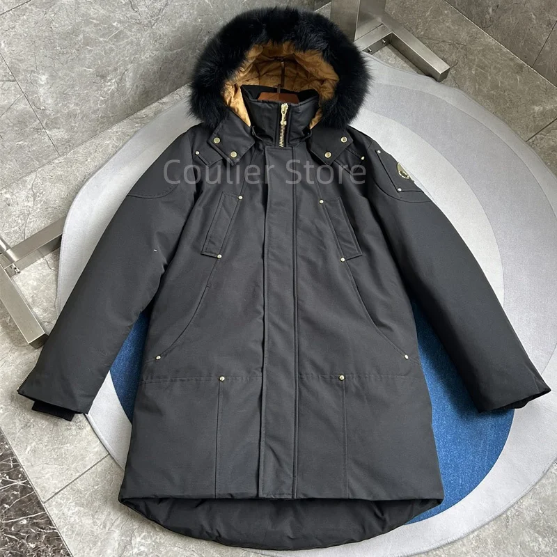 سترة كندية للرجال، معطف دافئ سميك، سترة رجالية بيضاء مناسبة لمناطق الثلج الباردة للغاية