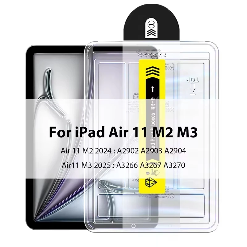 Gemakkelijk te installeren gehard glas voor iPad Pro 13 11 M4 M3 M2 voor iPad Air Mini 6 7 voor iPad 11e 2025 A16 schermbeschermer glasfilm