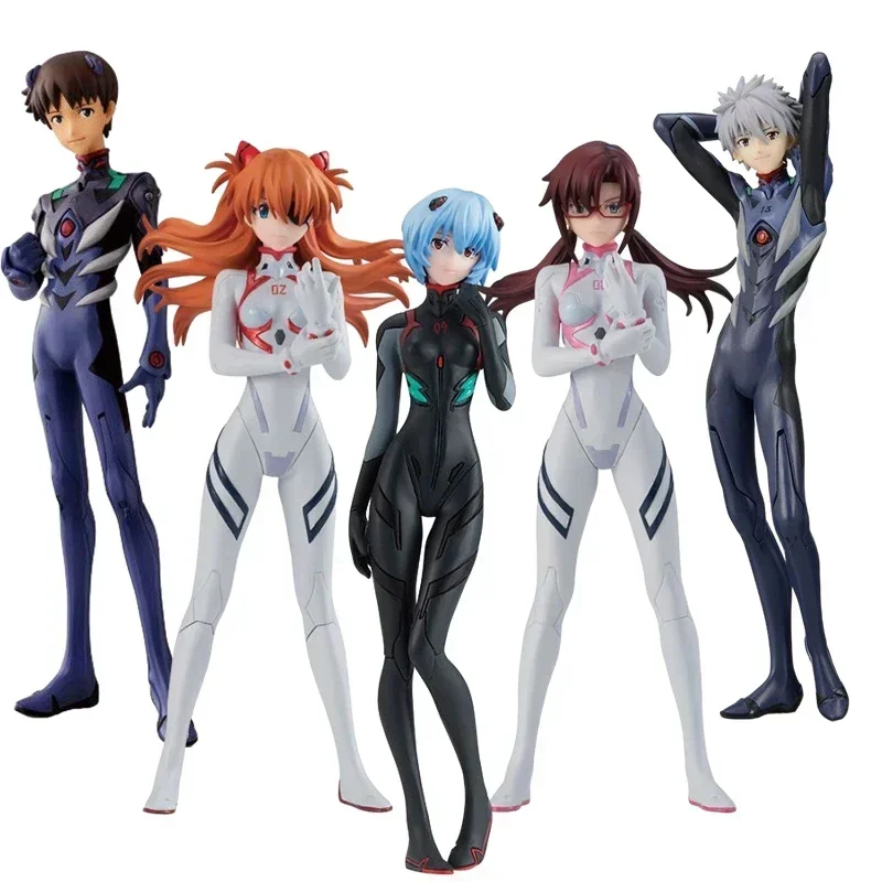 13,5 cm 5 uds Anime EVA Ayanami Rei Asuka figura Ikari Shinji Evangelion traje de batalla figura Gashapon PVC colección modelo juguete para regalo