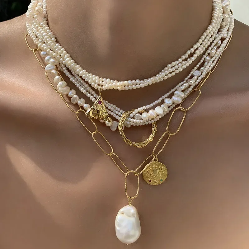 Collier superposé de perles naturelles pour femmes, bijoux de mariage, fête de piste, mode japonaise et coréenne