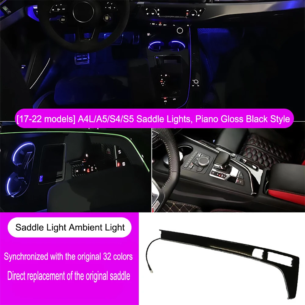 

For Audi A4 S4 A5 S5 B9 2017-2022 Dashboard Ambient Light Dashboard LED Bar Strip Light Center Console Saddle Neon Lamp