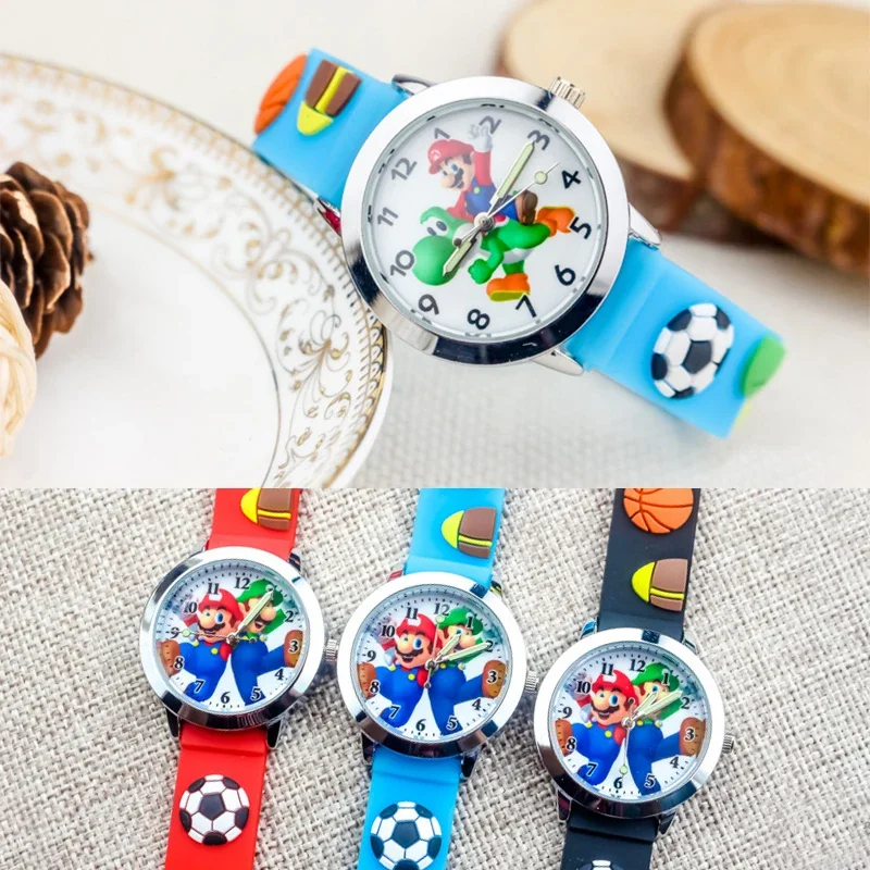 Super Mario Bros Student Watches Silicon Quartz Wristwatches Child Animation Luminous Watch Kids Gifts Cartoon Analog Watches