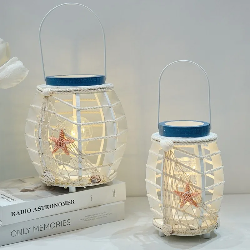 Creative LED Illuminated Mediterranean Sea Style Home Night Lantern String Lights for Unique Indoor Bedroom Decor Easy To Hang