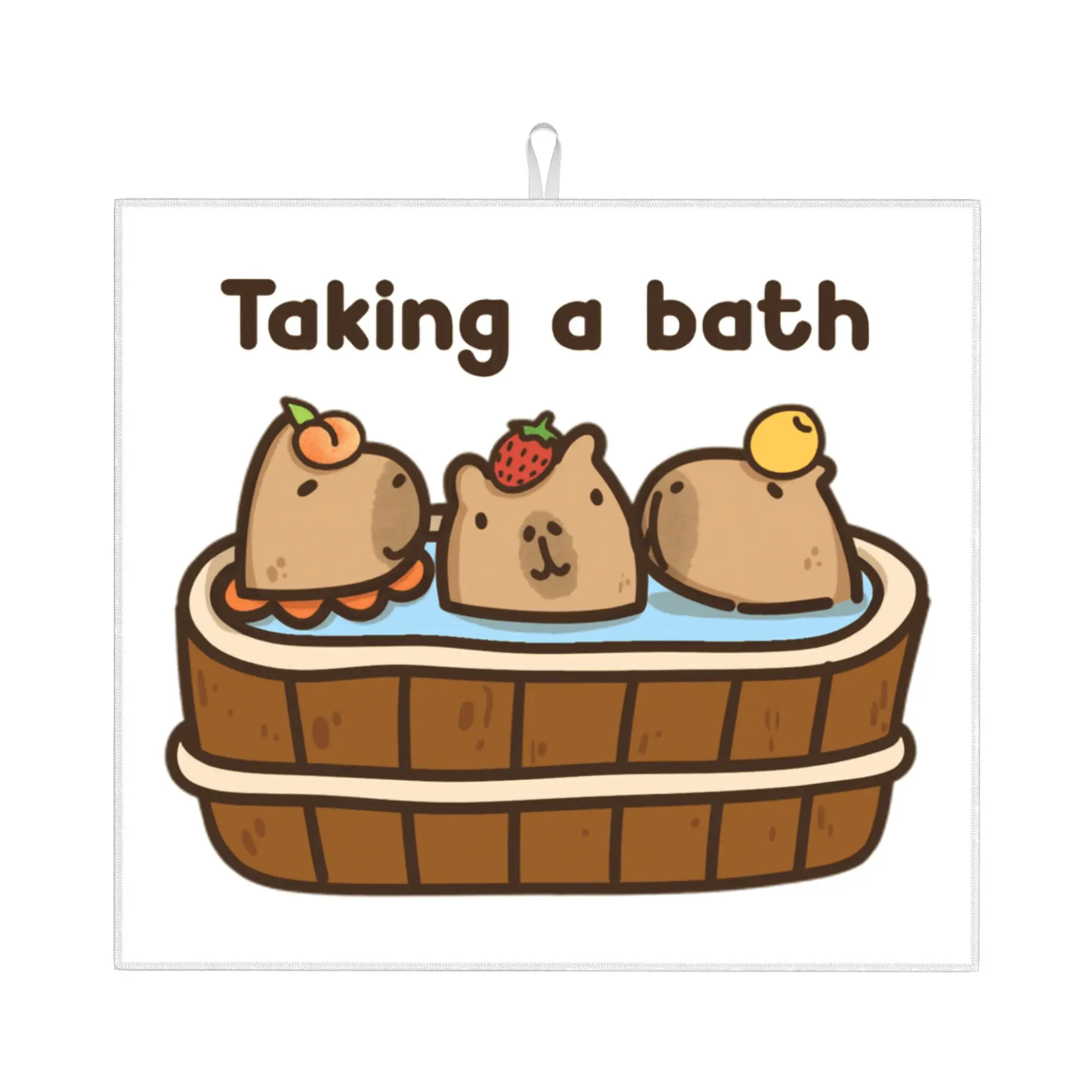Drying Mat For Kitchen Cartoon Animal Pets Capybara Barware Tableware Oil Proof Reusable  Washable Kitchen Sink Drying Pad