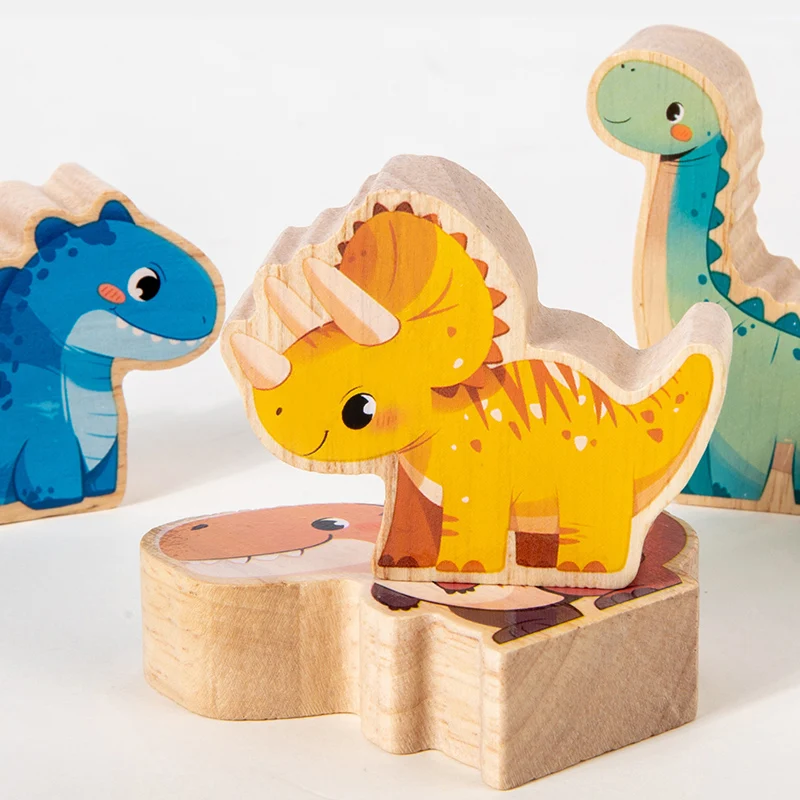 Wooden Balance Building Stacking Blocks Toys For Children Cute Animal Dinosaur Puzzle Board Games Montessori Toys for Kids Gifts