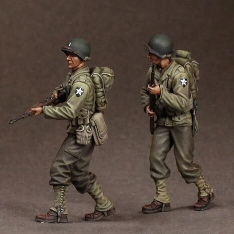 1/35 Scale Resin Model Figure Kit modeling US Soldier 2 Person Figurine Diy Miniature Unassembled Unpainted Toy