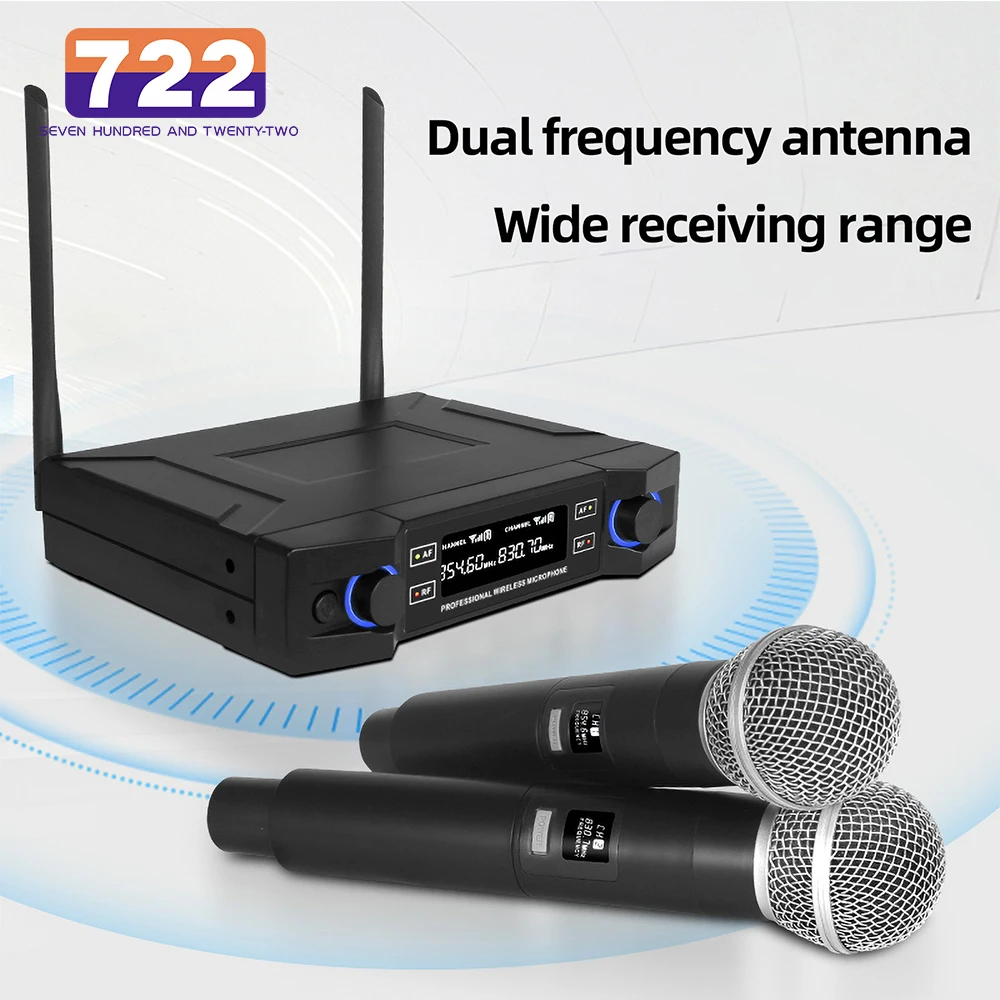 

Высококачественный беспроводной микрофон от одного до двух каналов, беспроводная портативная двухканальная профессиональная система, УВЧ динамический микрофон с фиксированной частотой
