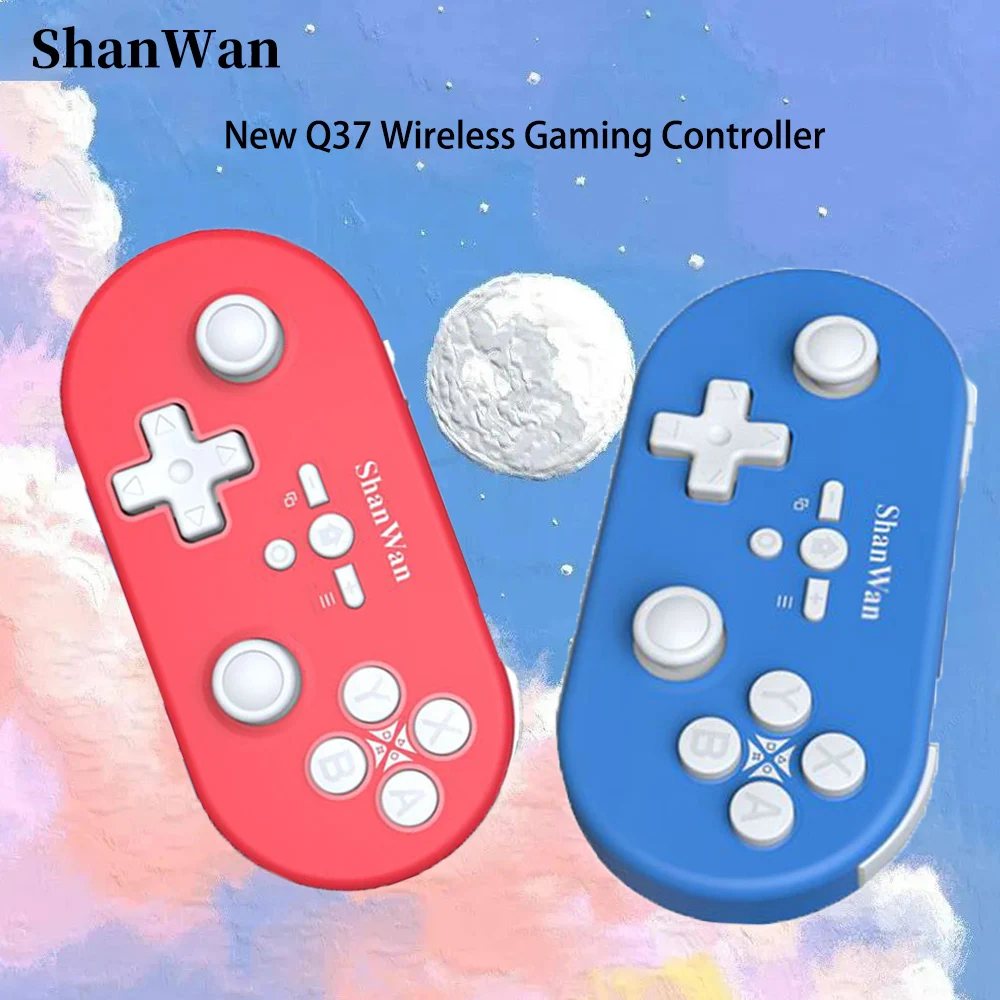 

Shanwan Q37 Беспроводной игровой контроллер Bluetooth Мини-геймпад Micro для Switch PS4 Android iOS ПК с джойстиком Холла Шестиосевой
