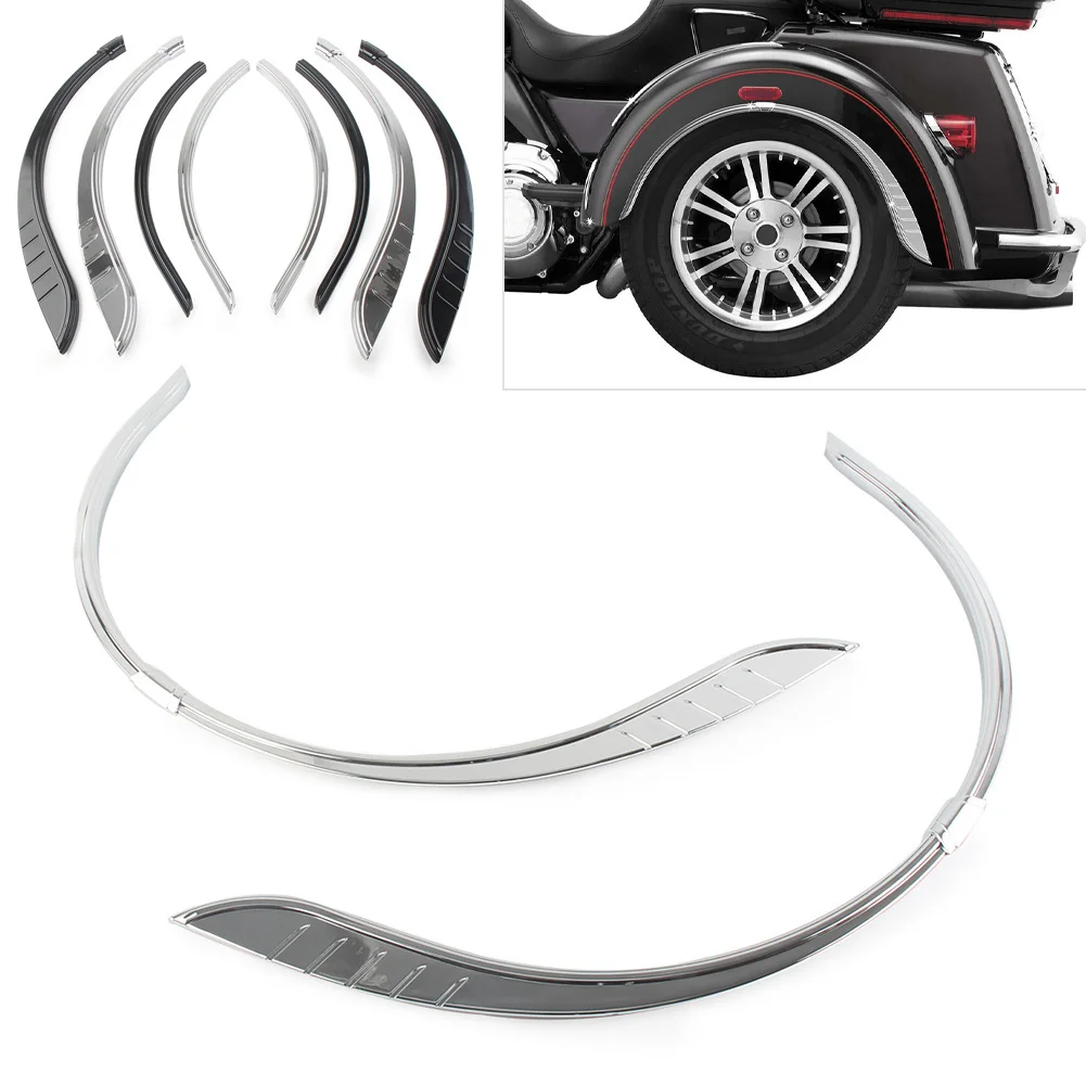 Motorbike ABS Rear Fender Flares Skirts Trim Accent Decoration 4Pcs For Harley Tri-Glide Ultra FLHTCUTG 2009-2022 Chrome/Black