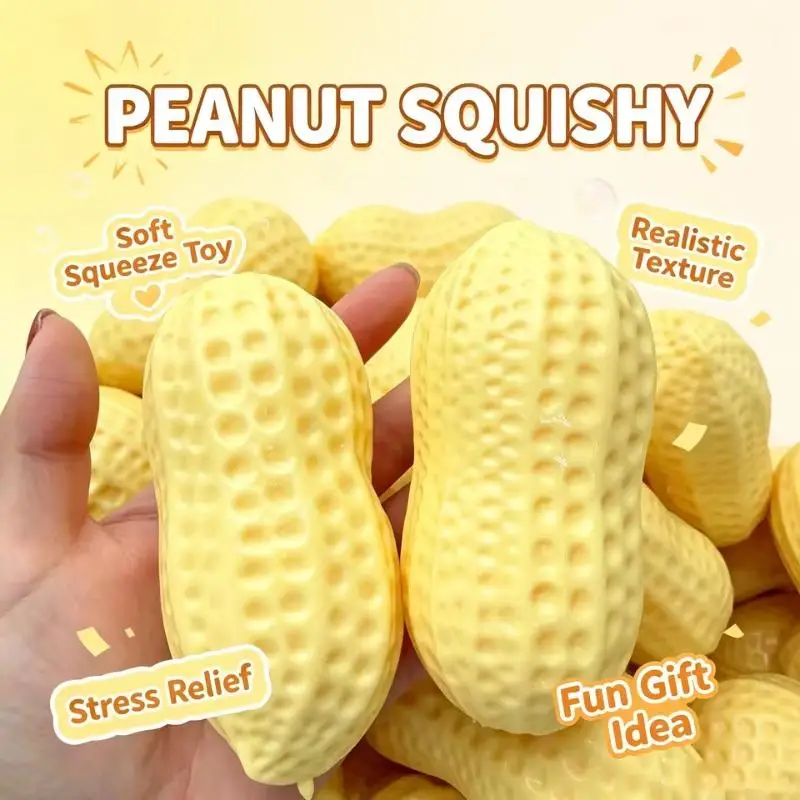 Peanut Squishy Toys Fidget Quick Rebound Realistic Food Shaped Decompression Squeeze