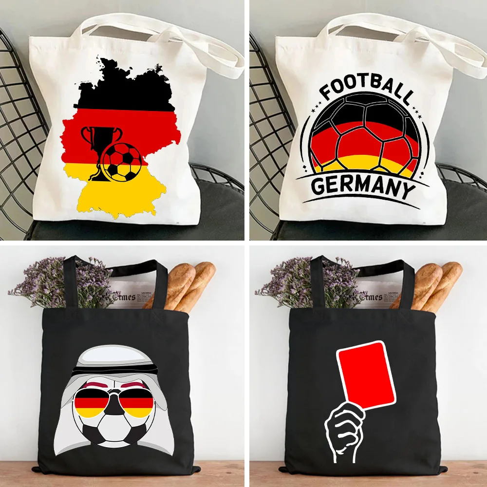 Denmark Germany Italy Brazil Soccer Ball Flag Brazilian France German Football Lover Canvas Shopping Totes Bags Shopper Handbags