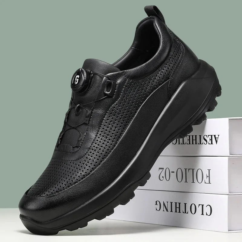 Men's leather board shoes 2026 anti slip sports and leisure shoes thick soled breathable outdoor hiking shoes