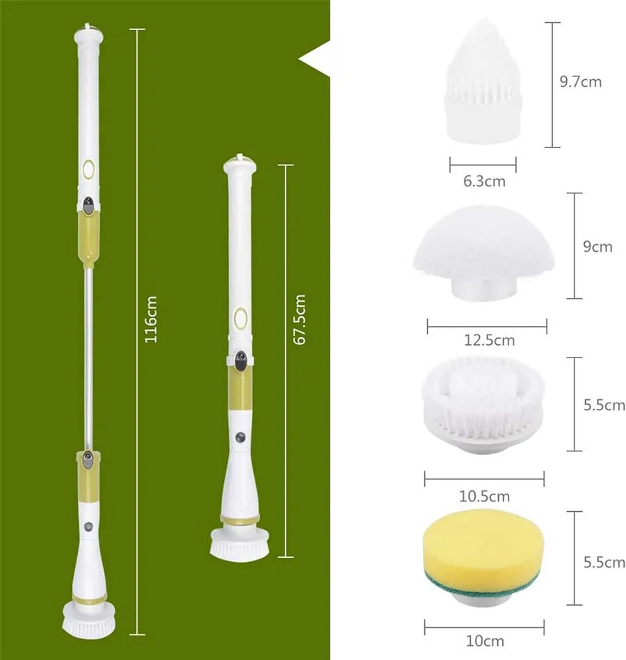 Escova de limpeza elétrica de manuseio longo, carga sem fio, piso, cozinha, banheiro, polimento, casa, escritório, Dropshipping