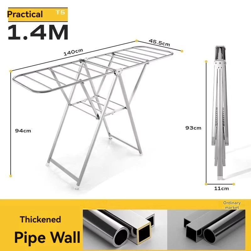 

Stainless Steel Clothes Rack Floor To Ceiling Folding, Indoor Balcony Clothes Rack Cooling Clothes Rack
