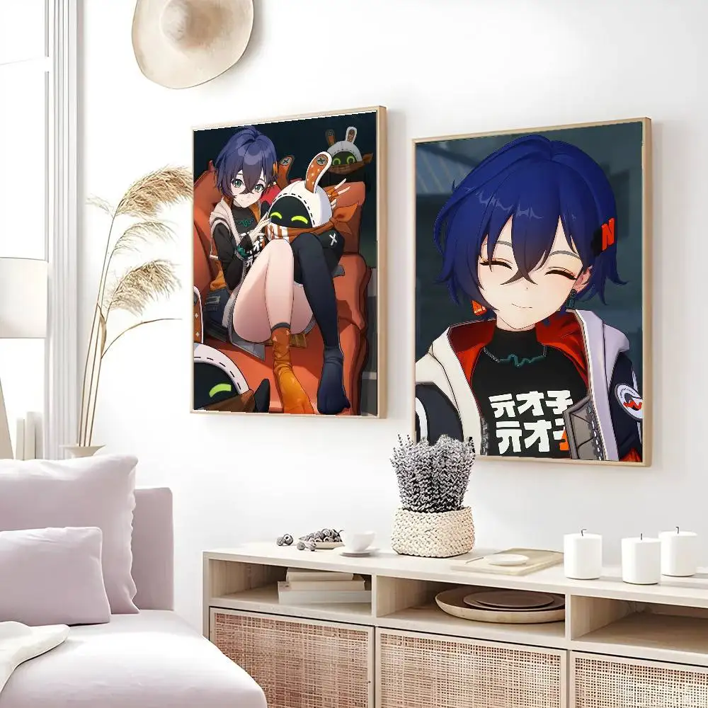 Belle Game Z-Zenless Z-Zone Z-Zero Poster Art Sticky Wall Waterproof Home Living Room Bedroom Bar Aesthetic Decoration