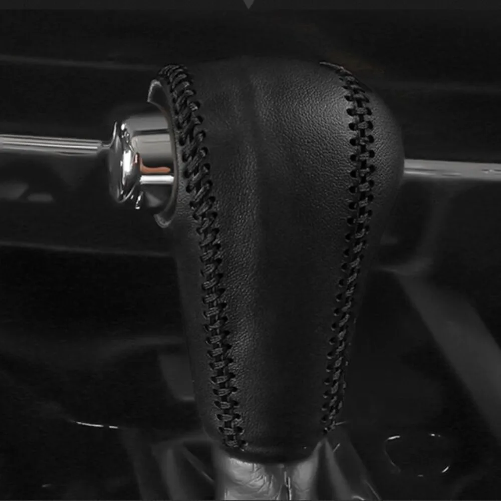 AT Leather Car Gear Head Shift Knob Cover Gear Collars for Honda Vezel HRV HR-V 2014 - 2022 Interior Accessories