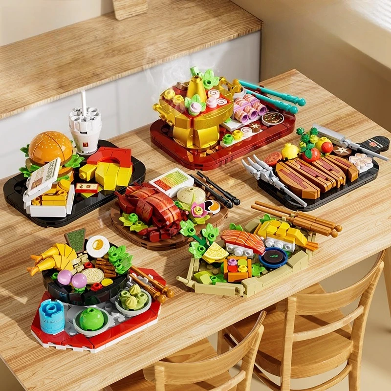 

SEMBO Sushi Building Blocks Mini Simulation Hamburger Children's Puzzle Hand-assembled Steak Hot Pot Model Trendy Toy Gift