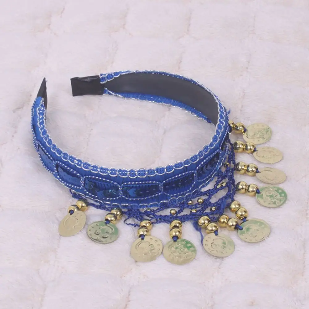 Mode ethnique Style paillettes tête chaîne tête accessoires perle danse du ventre bandeau bijoux danse indienne tête cerceau Costumes