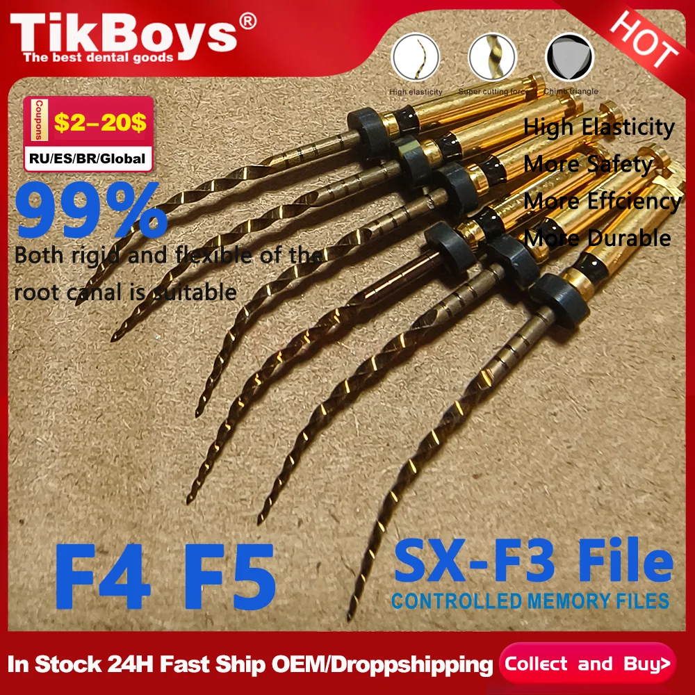 

Dental F1 F2 F3 F4 Root Canal Files Golden Endodontic Files 31/25mm Nickel Titainium Universal Root Canal Material SX-F3 Tools