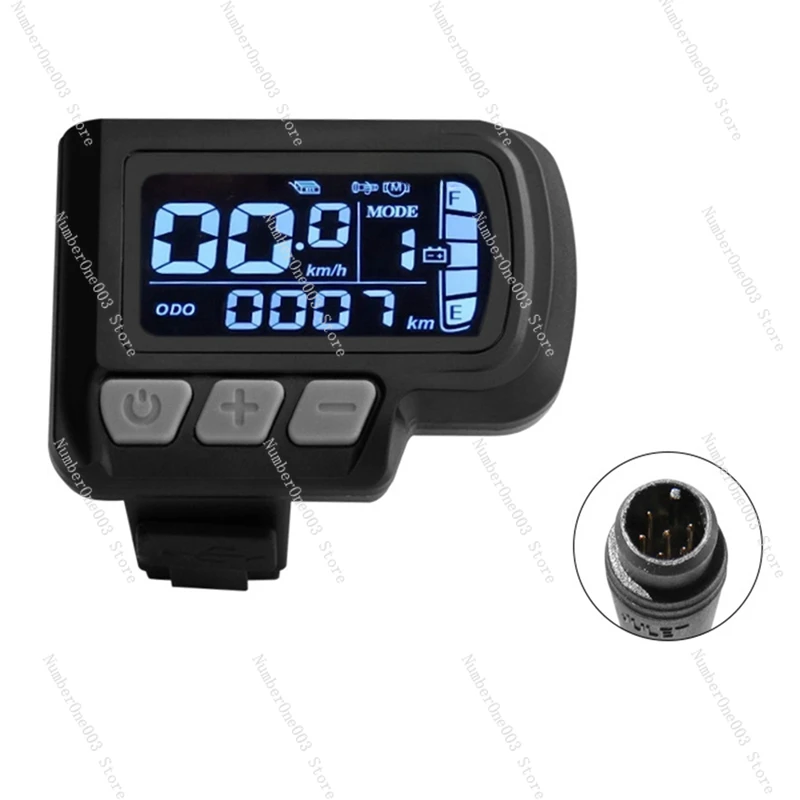 LCD Bike Display Meter Speedmeter with Light Connector 6Pin Waterproof Wire 24V 36V 48V Electric Bike Display Panel