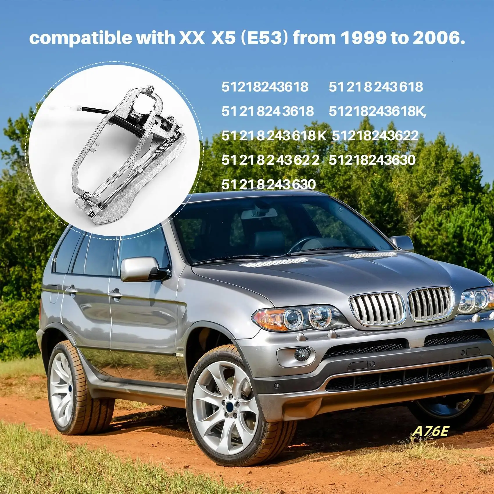 Front Right Passenger Side Mechanism 51218243618 Exterior Door Handle Forbmw X5 E53 51218243616