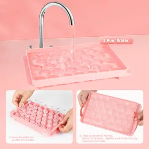 صواني كرات الثلج المستديرة الصغيرة ، سهلة الإفراج ، صانع ثلج بيليه قوي للمشروبات والقهوة والكوكتيلات ، فريزر ، 33 قطعة أفضل 6 آيس كريم مبيع للطبق البارد - رقم 4