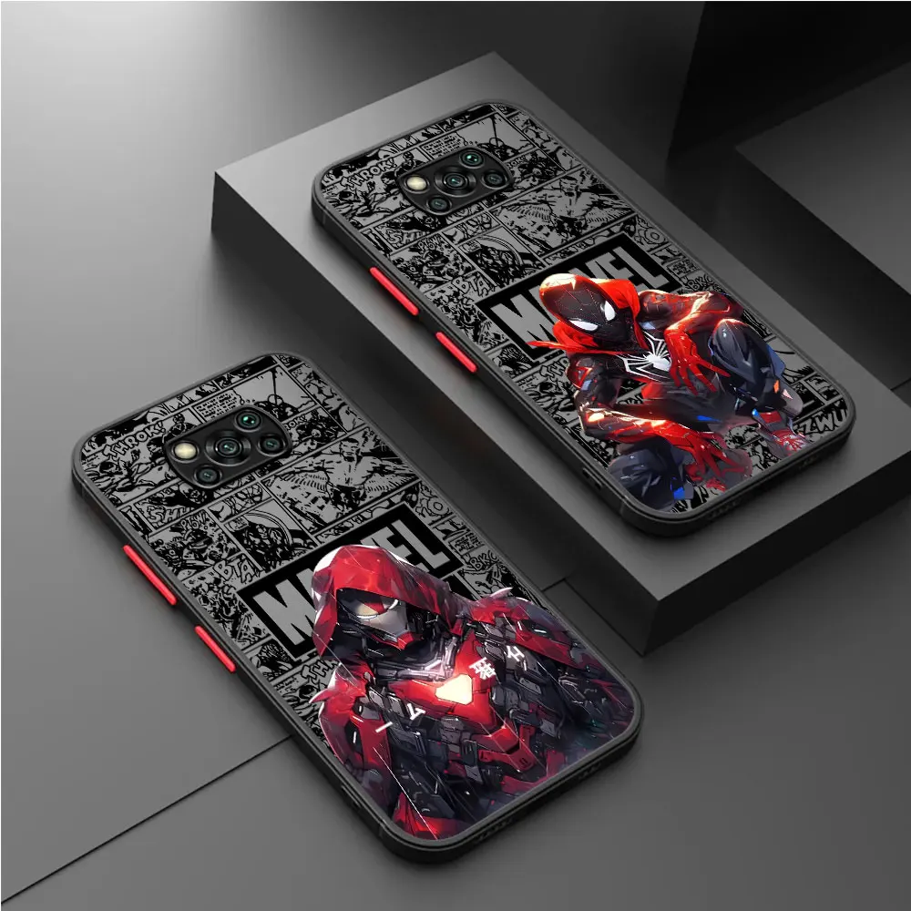 Marvel Spider Man Iron Man Case for Xiaomi Poco M3 X3 NFC X5 Pro M5s X4 GT M5 X4 Pro C40 F3 X3 Pro Back Luxury Cover