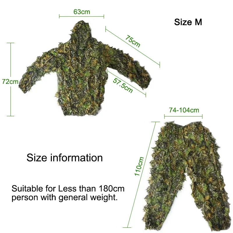 Mannen Vrouwen Kinderen Outdoor Ghilliekostuum Camouflagekleding Junglepak CS Training Bladeren Kleding Jachtpak Broek Capuchon