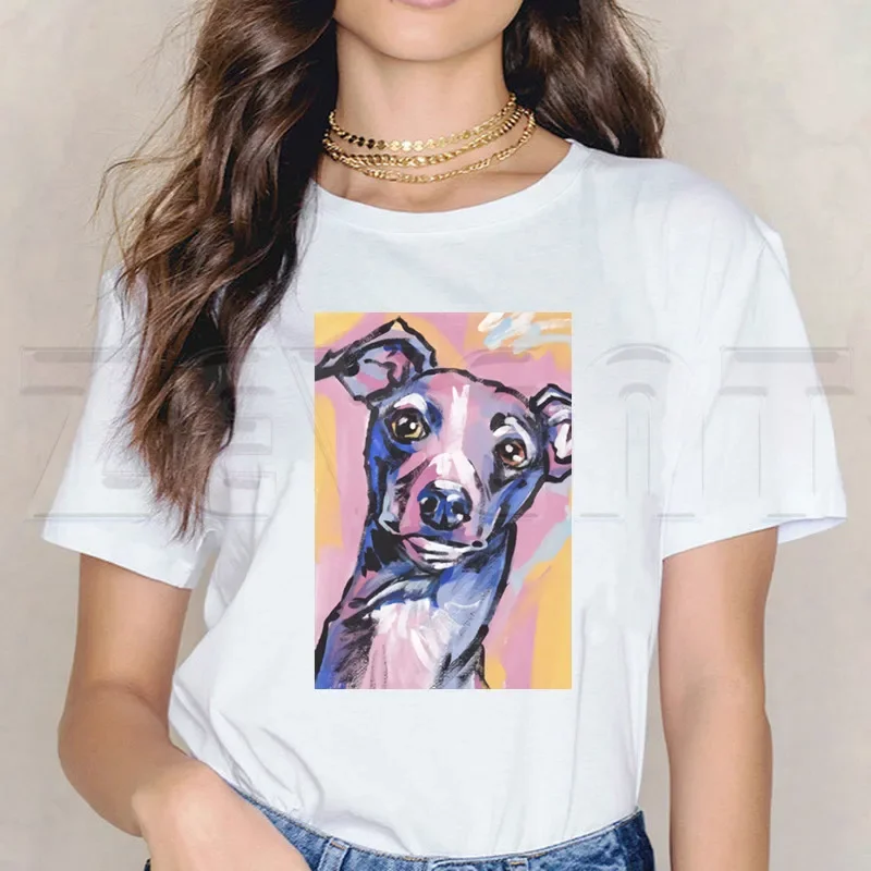 Greyhound Dog T-shirt for Women Short Sleeve Casual Women\'s Tops Anime Cartoon T Shirt for Female Printed White T Shirt Top Tees