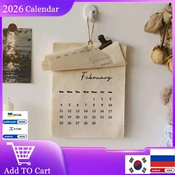 Ins Cotton Cloth 2026 Wall Calendar Korean Decorative English 2026 Calendar Office Home Decor for Popular Posing Prop