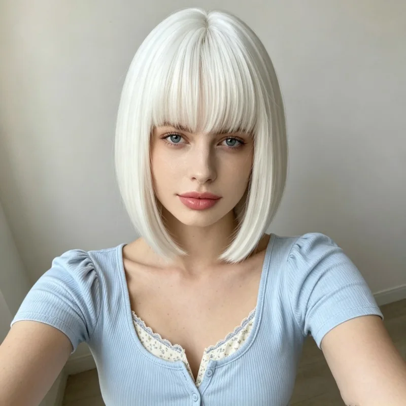 Short bob synthetic wig for Halloween cosplay wig for role-playing party, high-temperature hair accessory for daily events