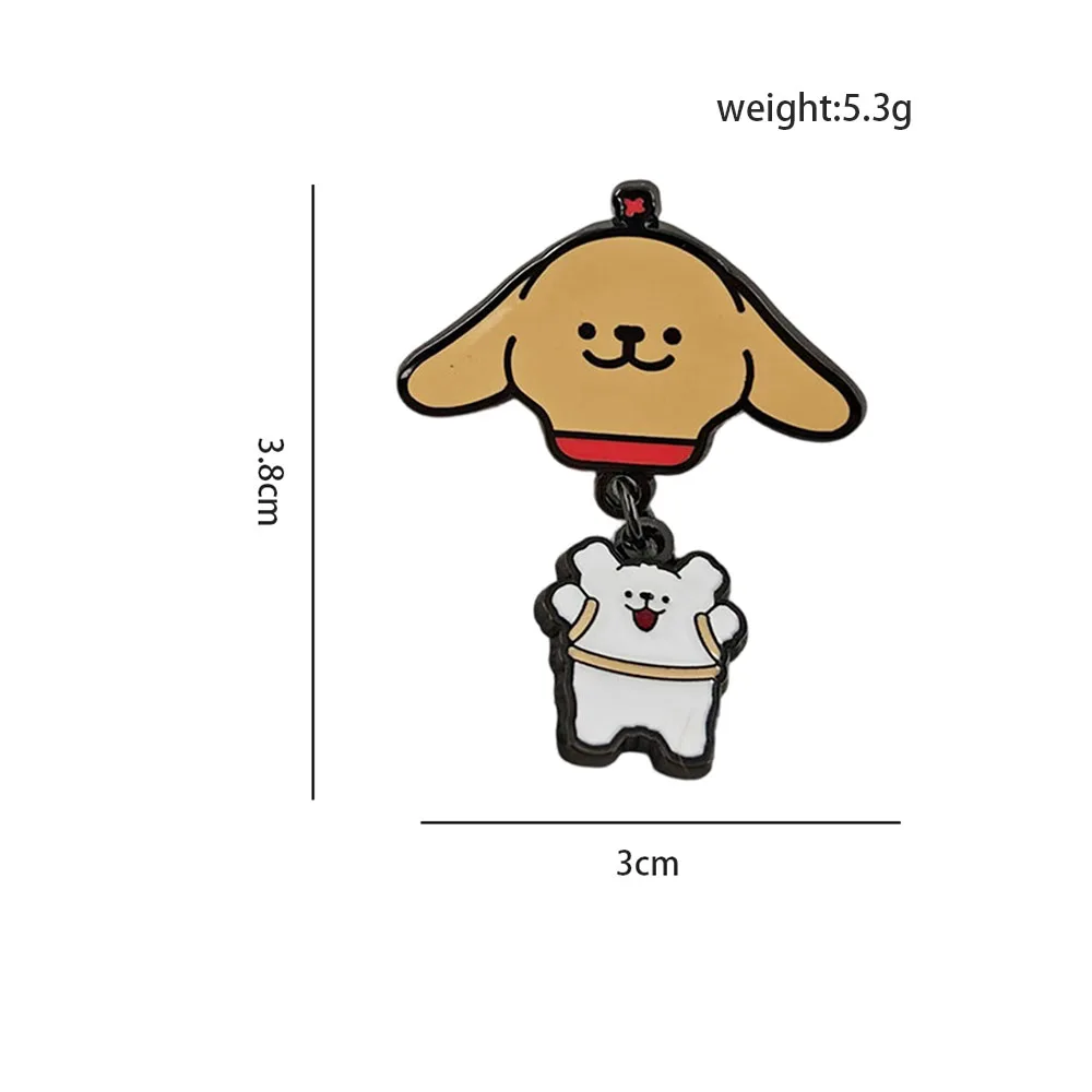 Maltese Enamel Pins with Chain Cute Line Puppy Brooches Kawaii Golden Retriever Metal Badges Backpack Lapel Pin Fans Gift