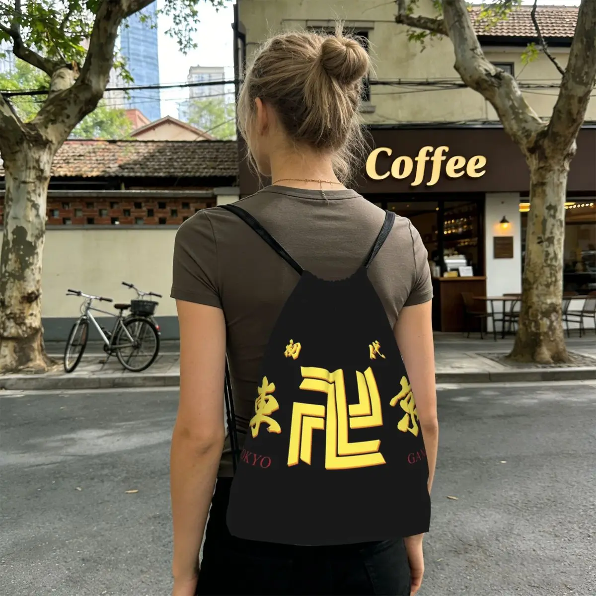 Anime Tokyo Swastika Character Backpacks Portable Drawstring Bags Sports Bag Book Bags for Travel School
