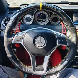 car Steering Wheel Cover for Mercedes Benz C350 C300 CLA250 CLS550 E250 GLA45 AMG SLK250 SLK300 SLK350 DIY Carbon Fiber Style