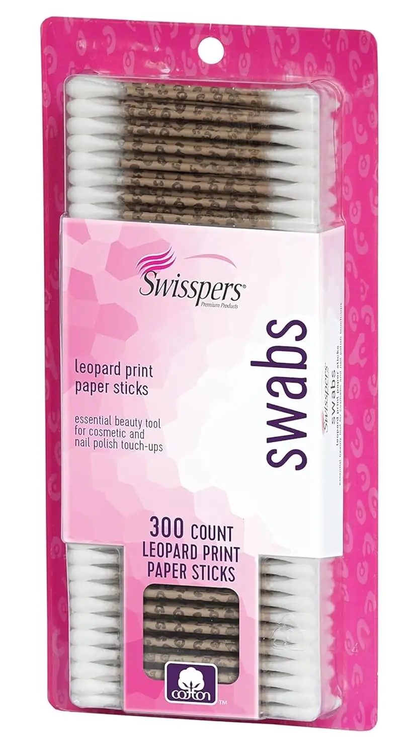 

Premium Leopard Paper Swabs – 300 Count (Pack of 1) – Fun and Stylish Cotton Swabs with Leopard Print Design – 100% Cotton Tips