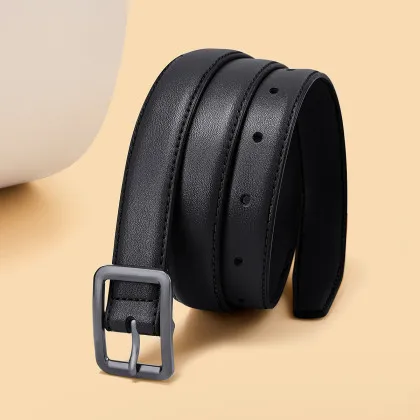 New women's belt double-sided cowhide fashion versatile pin buckle jeans belt leather belt