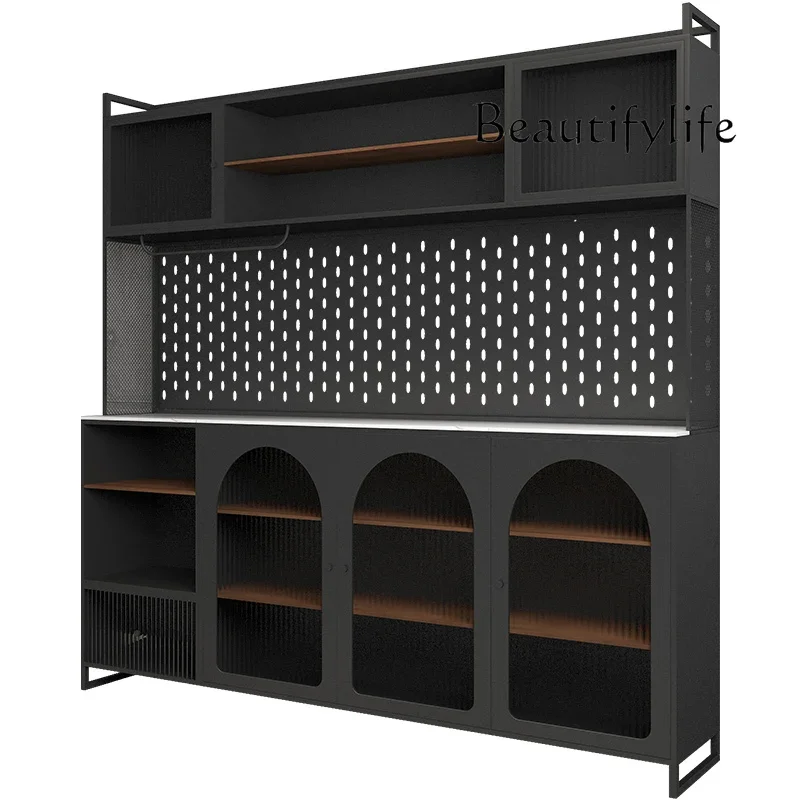 

Simple modern wrought iron slate dining side cabinet against the wall kitchen household solid wood storage designer model