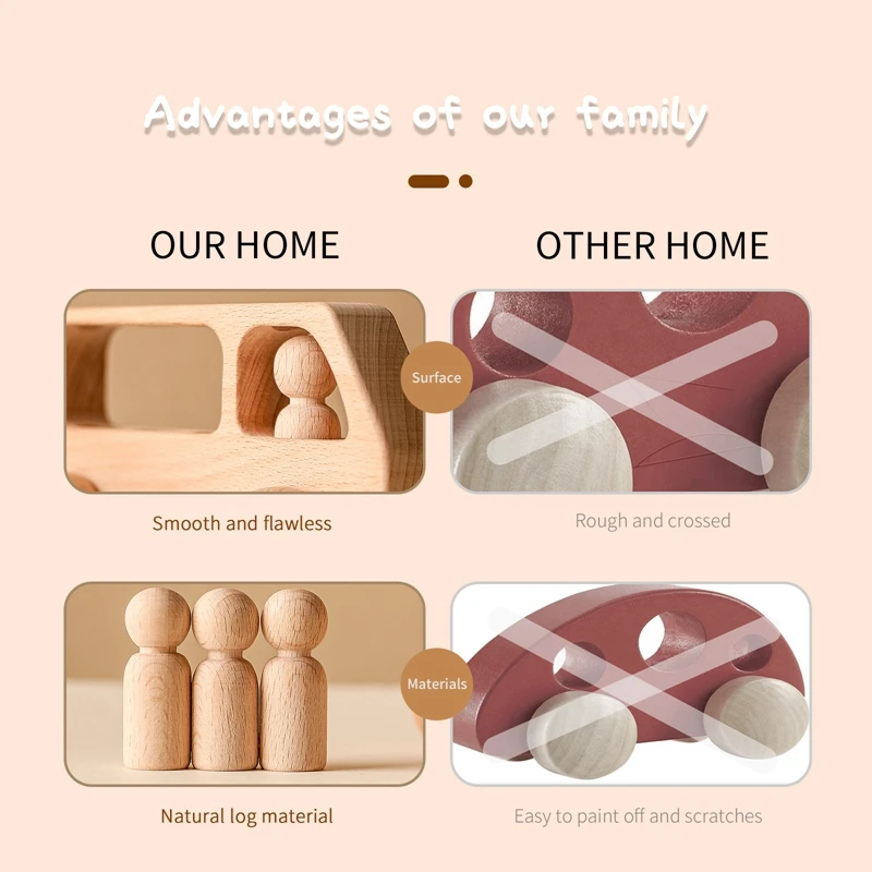 1pc Holz Auto Spielzeug Buche Holz Bus Blöcke Montessori Spiele Pädagogisches Montessori Spielzeug Für Kinder Zahnen Baby Geburtstag Geschenke