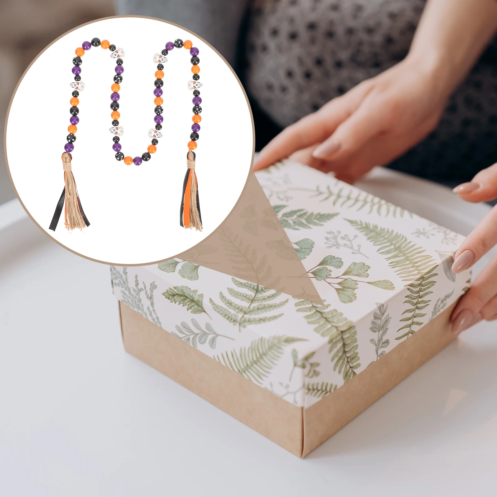 

Wood Bead String Decorations Tassels Wooden Wreath Home Supplies Halloween Farmhouse nament Pendant Room Bedroom Entry