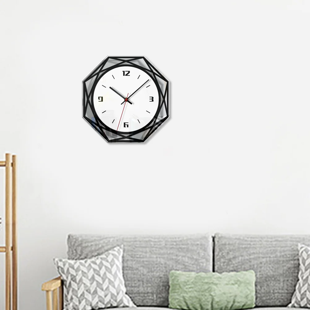 

1pc Creative Wall Clock Geometric Figure Shape Transparent Black and White without for Classroom Black