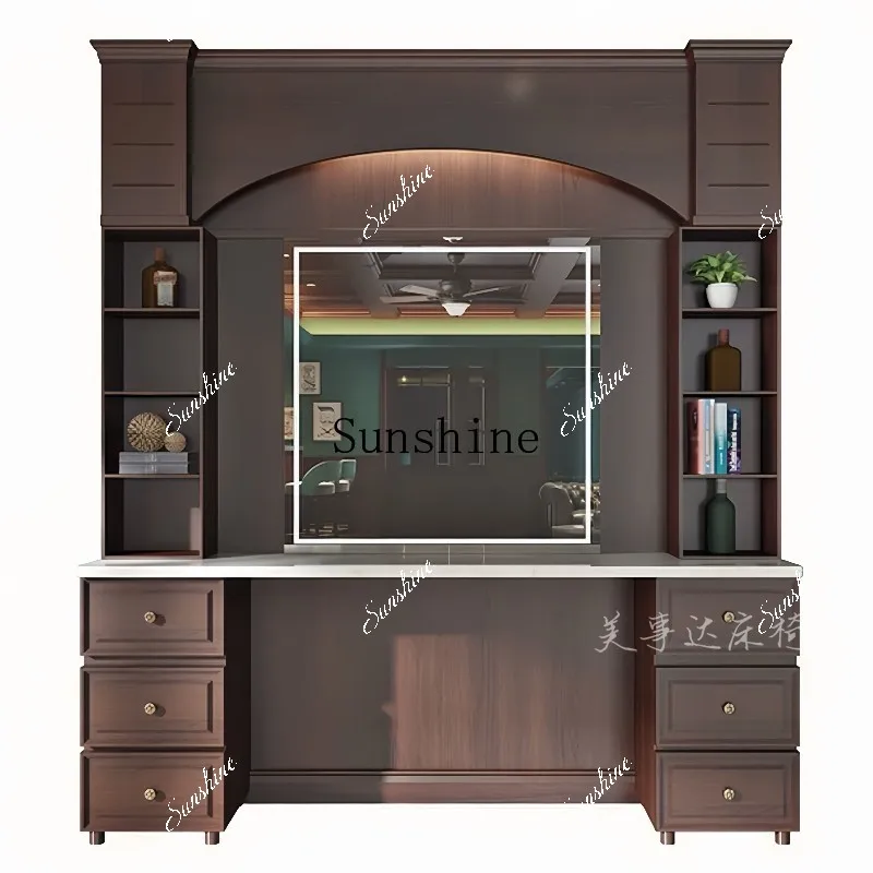 Hair salon VIP special integrated mirror with basin retro oil head museum hair cutting mirror  FT
