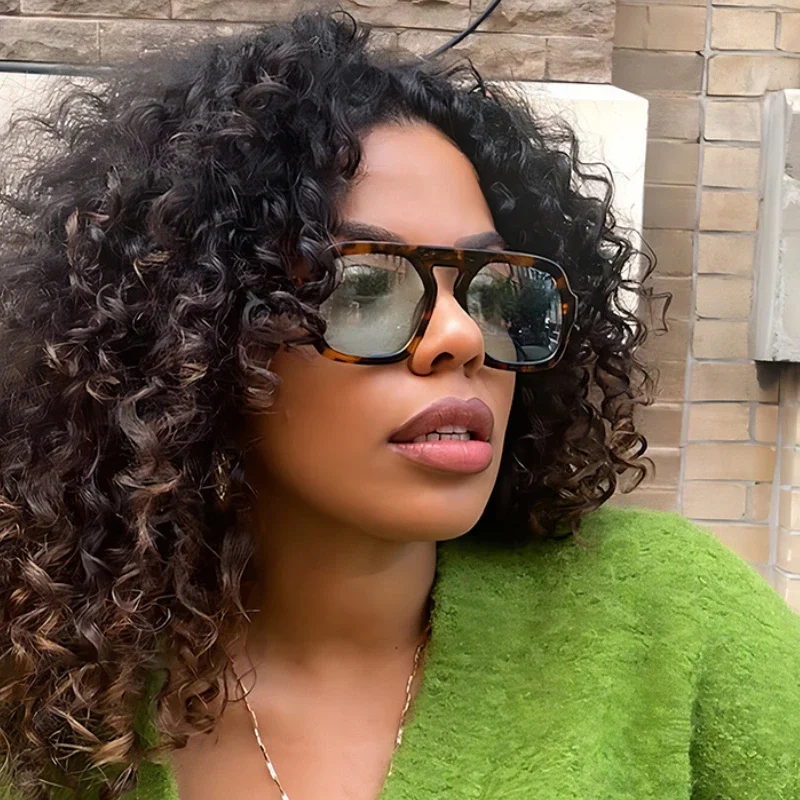 

Trend Pilot Sunglasses Women Retro Simple Tortoise Frame Gradient Blue Square Sun Glasses Men Driving Vacation Driving Shades UV