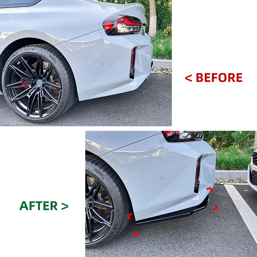 1 Set Black ABS Rear Bumper Wrap Corner Spoiler Diffuser For BMW 2 Series M2 G87 2023+ Exterior Modification Accessories