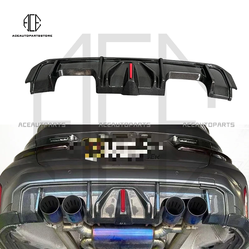 For BMW M3 G80 M4 G82 G83 Dry Carbon Fiber Car Rear Bumper Diffuser Rear Splitters With lights Spoiler Back lip Upgrade body kit