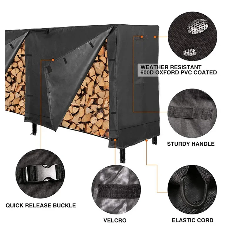 Outdoor waterproof and dustproof firewood cover 420D Oxford cloth firewood rack cover Garden firewood cover